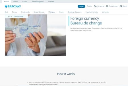 Barclays Travel Money Website