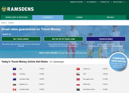 Ramsdens Travel Money Website